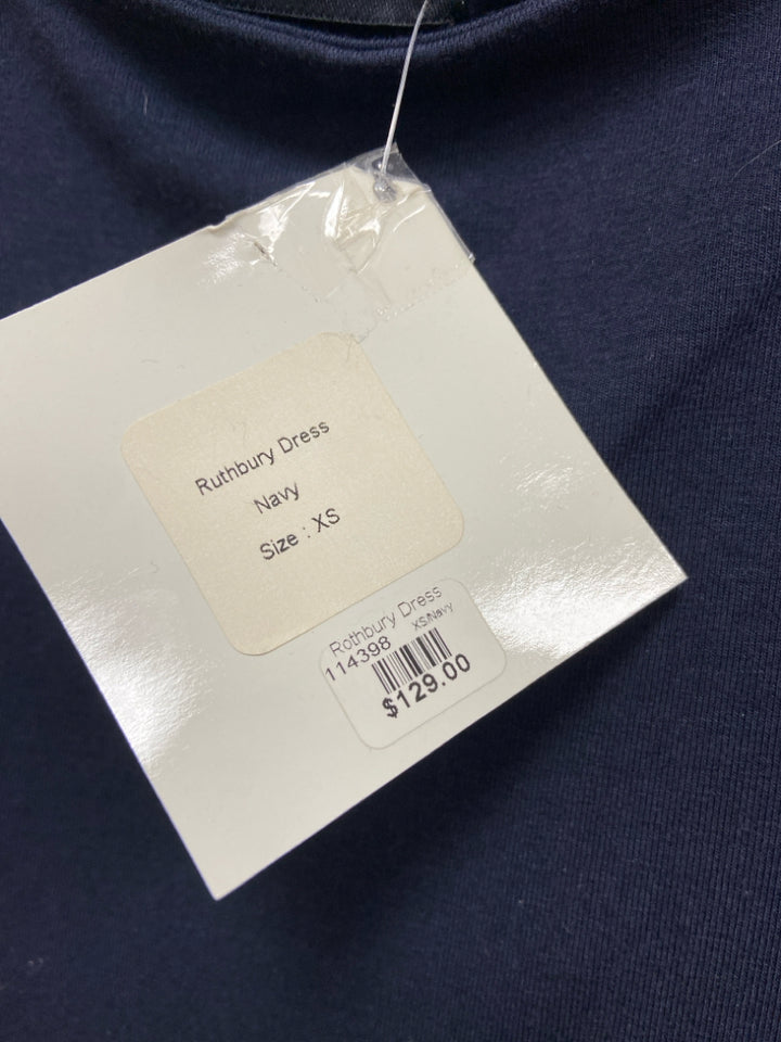 NWT DUFFIELD LANE Size XS Navy White Bell Sleeves Ladies Dress