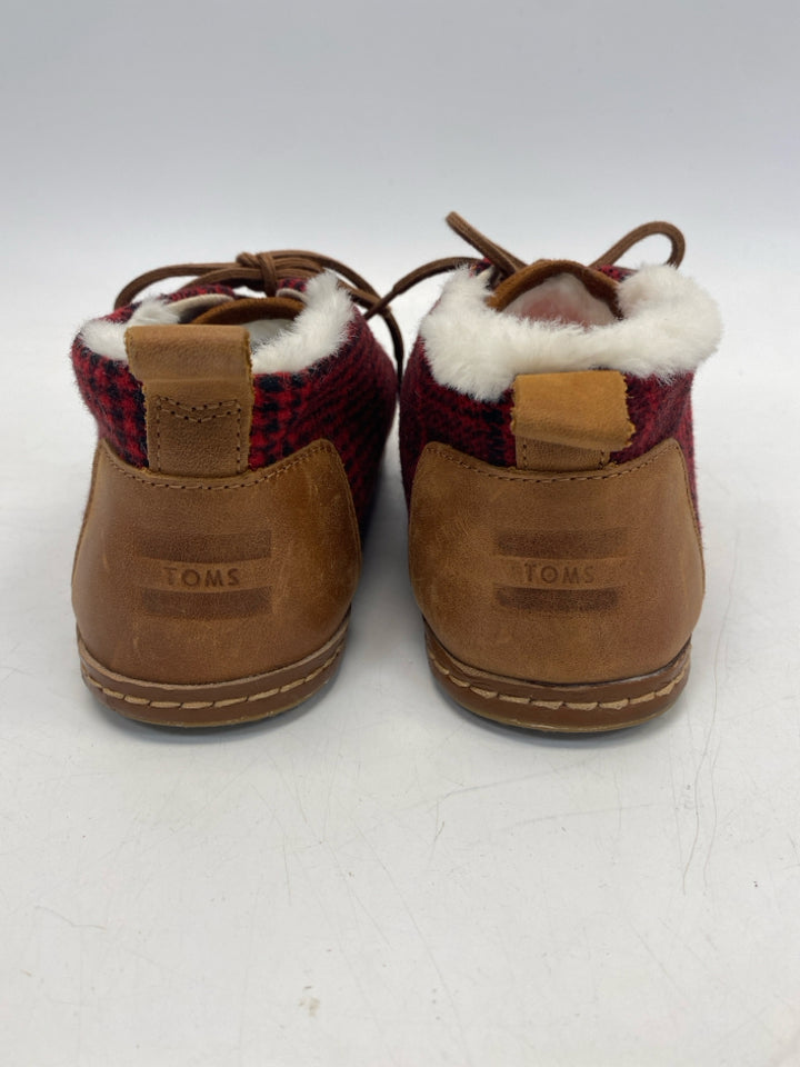 Toms US Shoe Size 10 Red Plaid Flats