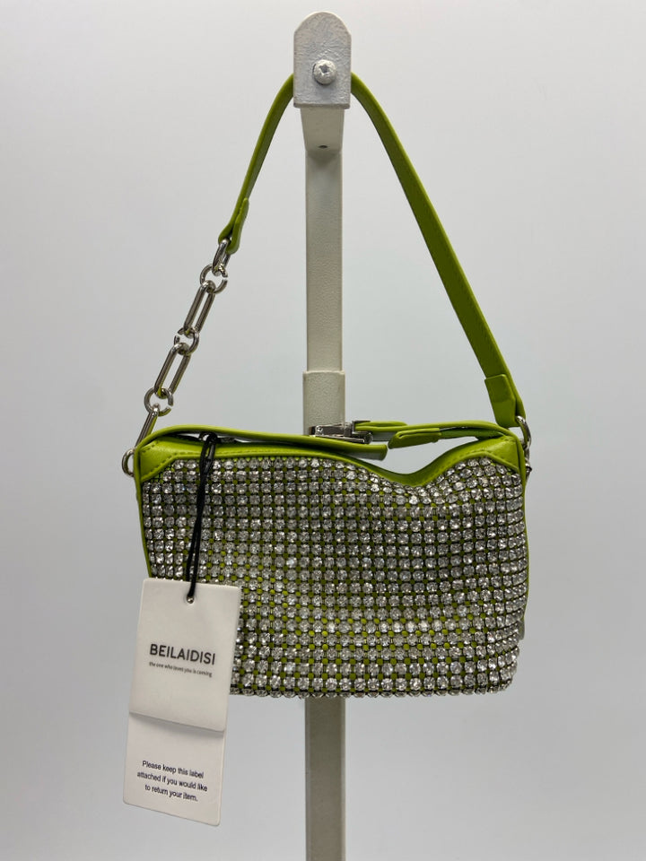 NWT Lime Green Silver Rhinestone(s) Handbag