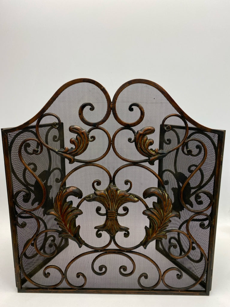 Bronze Black Fleur de lis Metal Fireplace Screen