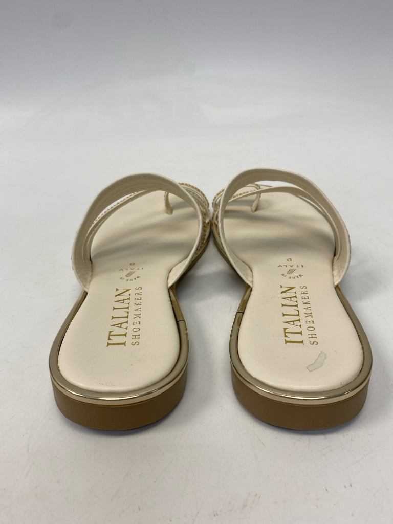 ItalianShoemaker  Size 8 Cream Gold Beaded Sandals