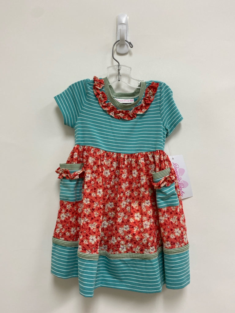 NWT Bonnie Jean SIZE 18M Blue White/Red Stripes/Flowers Girl&