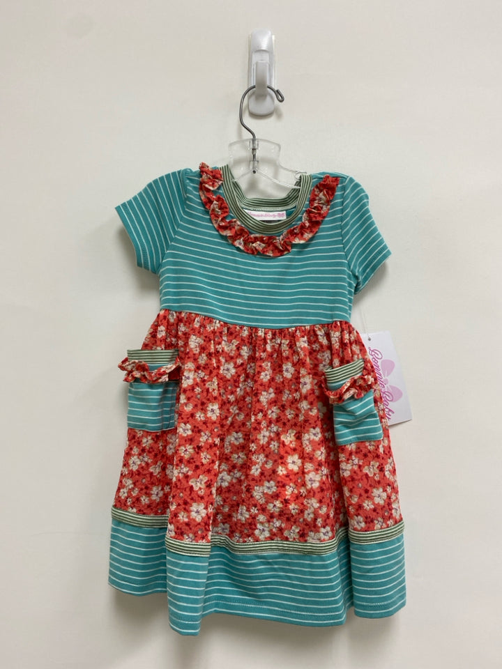 NWT Bonnie Jean SIZE 18M Blue White/Red Stripes/Flowers Girl&