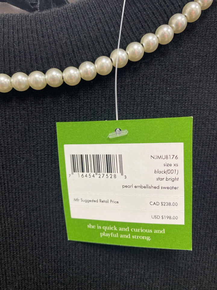 NWT Kate Spade Size XS Black Pearls Ladies Sweater