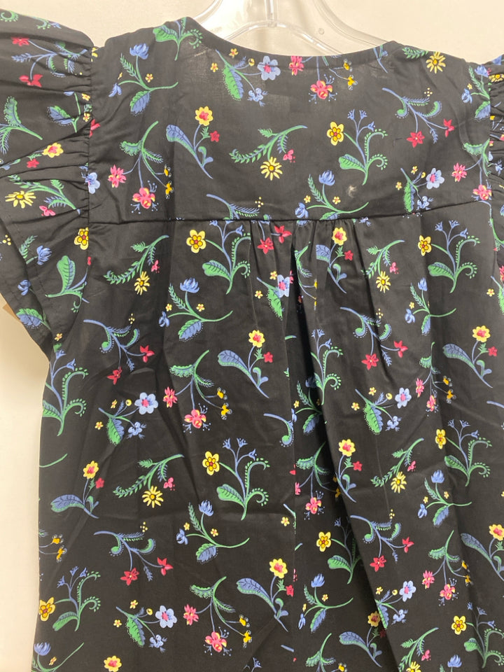 NWT GiGiO Size M Black Multi Color Flowers Ladies Top