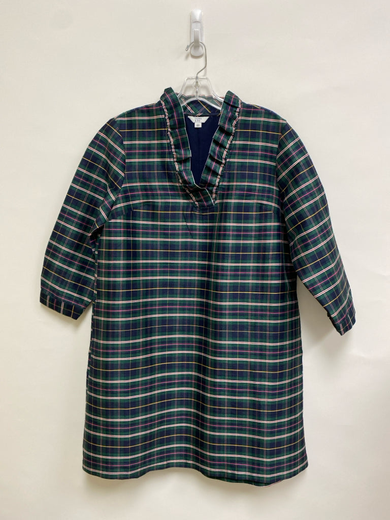 Crown &amp; Ivy Size L Green Navy/Multi Ladies Dress