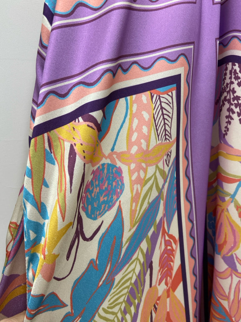 Jade Brand Size S Peach Lavender/Multi Leaves Sleeveless Ladies Dress