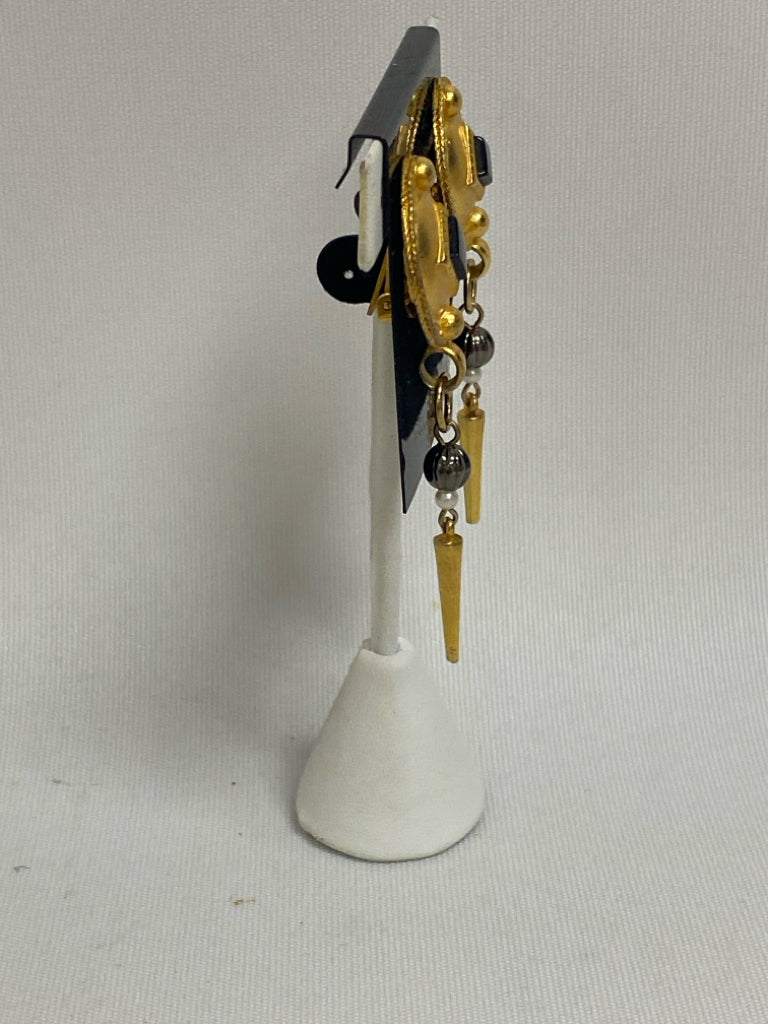Gold Color Black Shapes Earrings