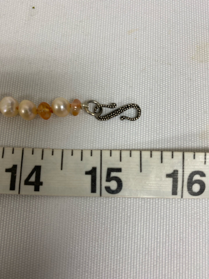 Orange Pearl Beaded Necklace