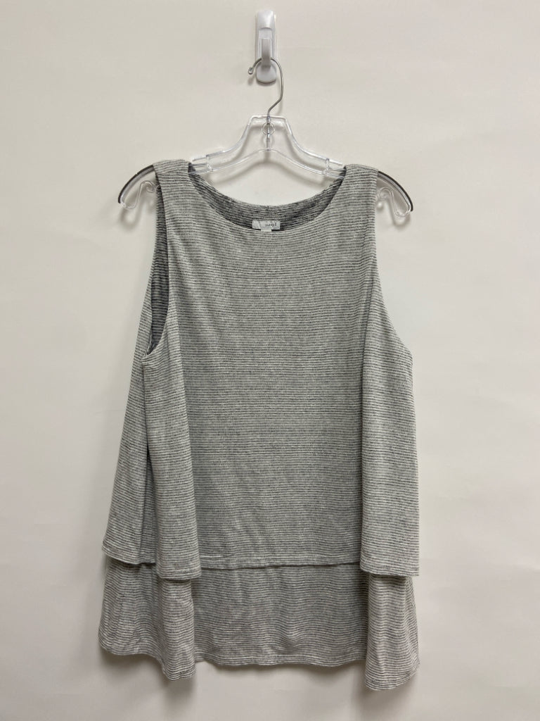 J Jill Size XL White Black Striped Sleeveless Ladies Top