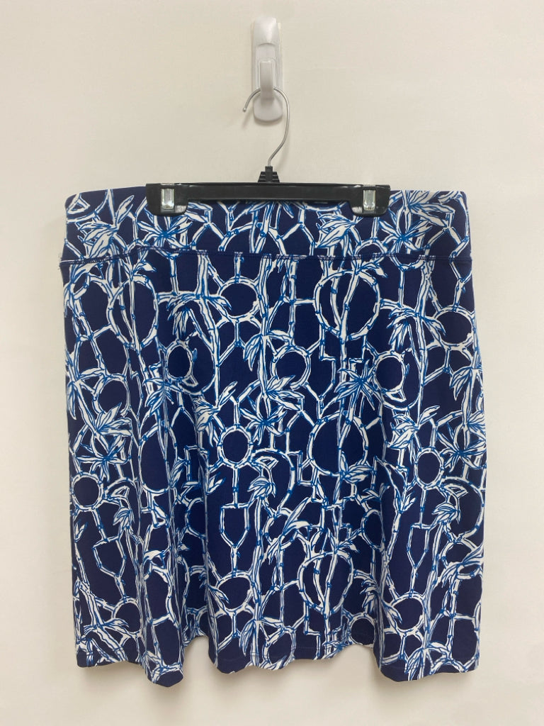 LILLY PULITZER Size L Navy White Print Ladies Skirt