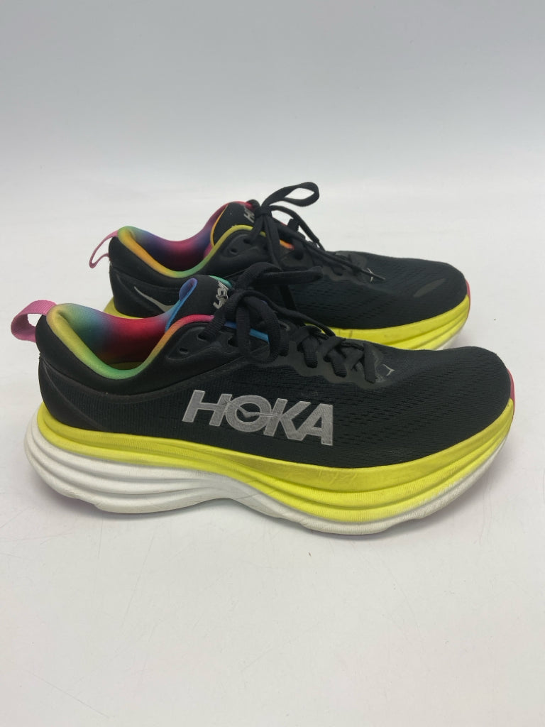 Hoka  Size 7.5 Black/Yellow Lace-up Sneakers