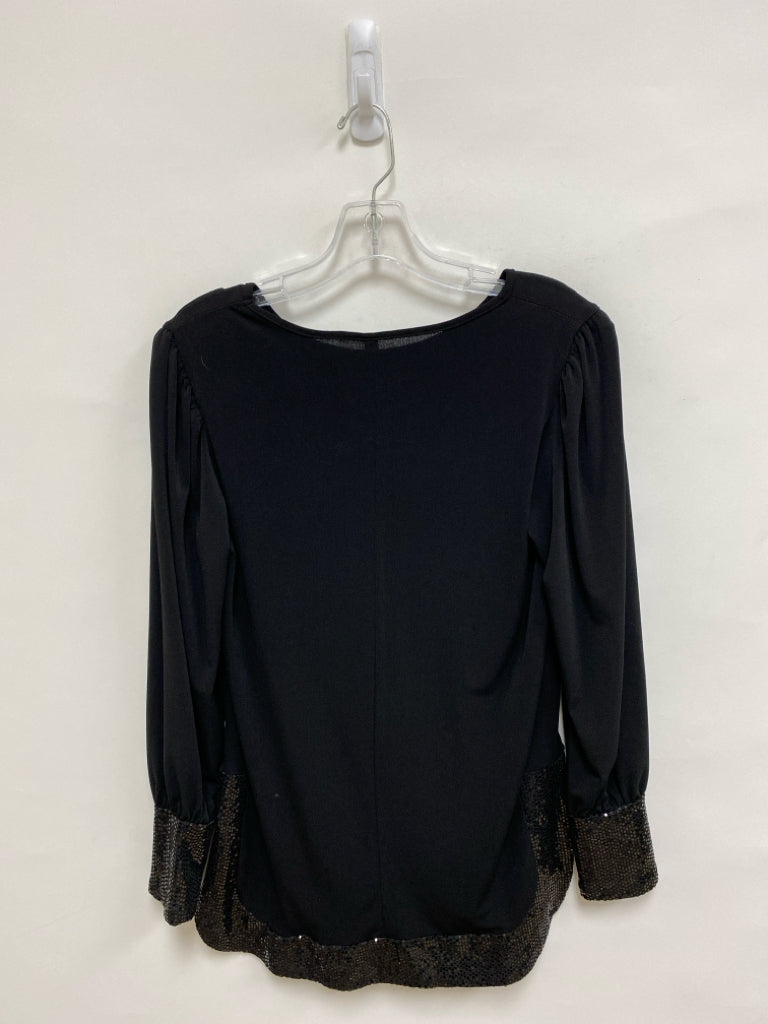 NWT ny collection Size S Black Sequins Long Sleeve Ladies Top