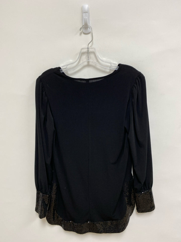 NWT ny collection Size S Black Sequins Long Sleeve Ladies Top