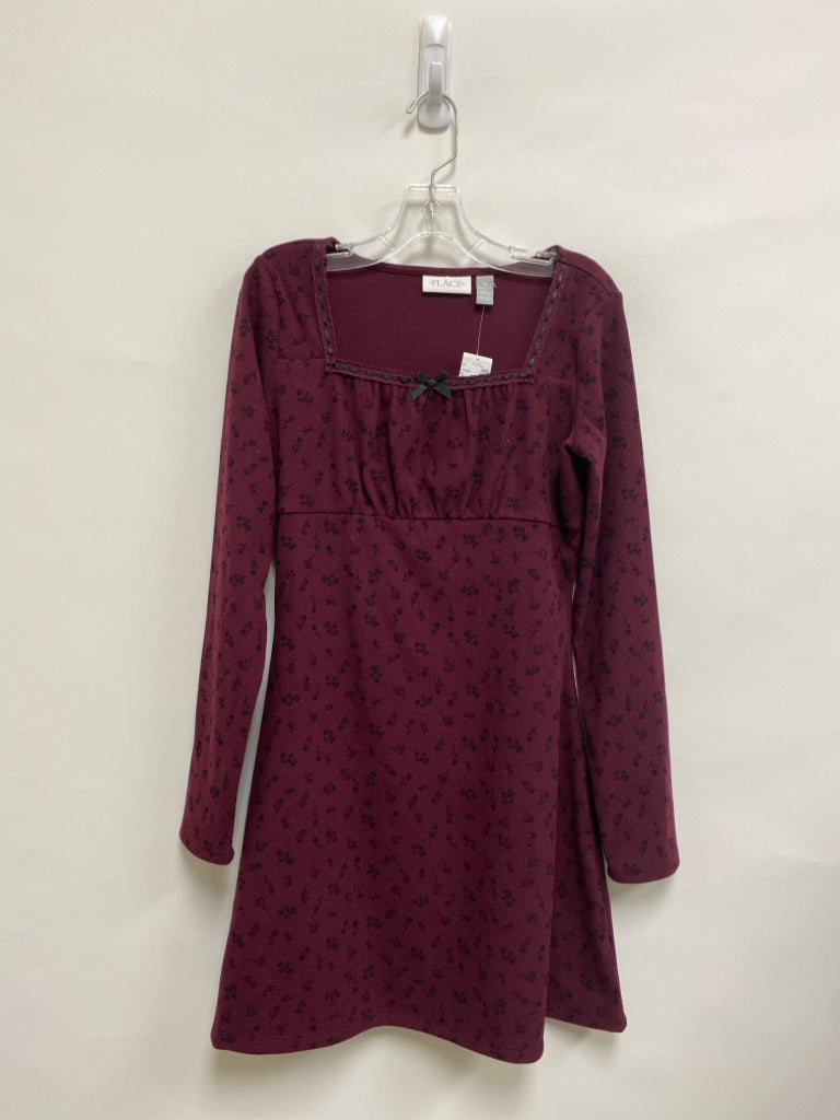 NWT The Place SIZE 16 Burgundy Black Flowers Long Sleeve Girl&