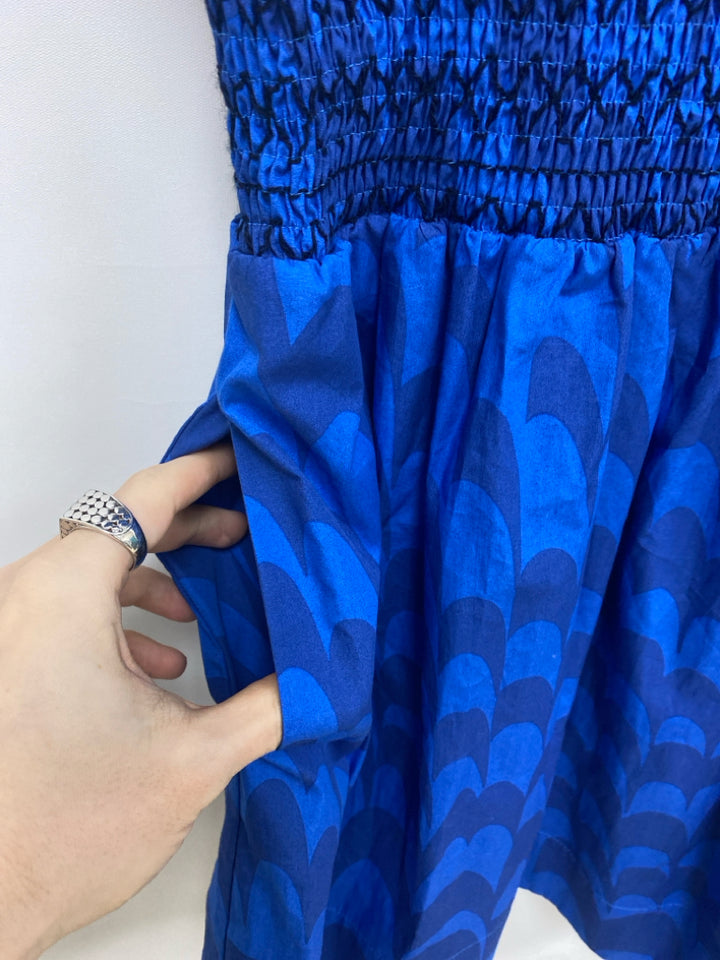 NWT Maeve Size L Blue Navy Print Sleeveless Ladies Dress