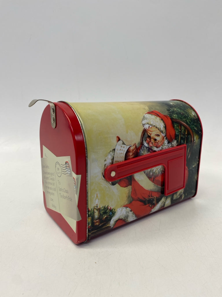 Red/White Cream Santa Tin Christmas