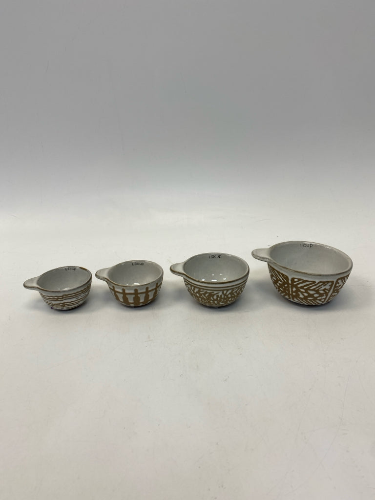 Tan Brown Pottery Measuring Cups