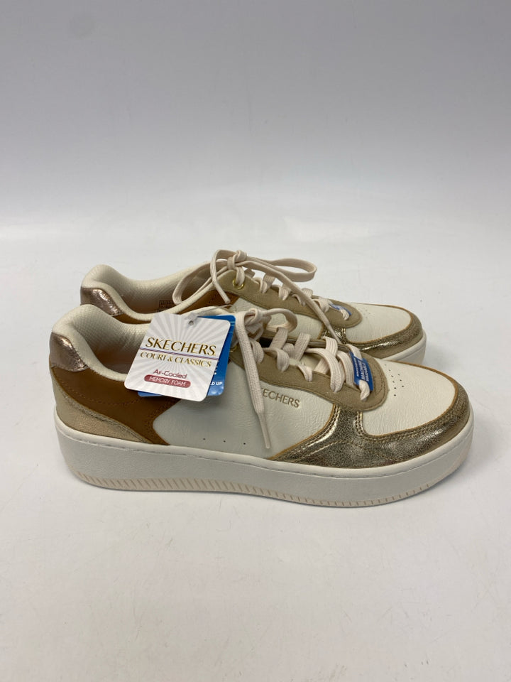 NWT Skechers  Size 8.5 Beige Gold Glitter Sneakers