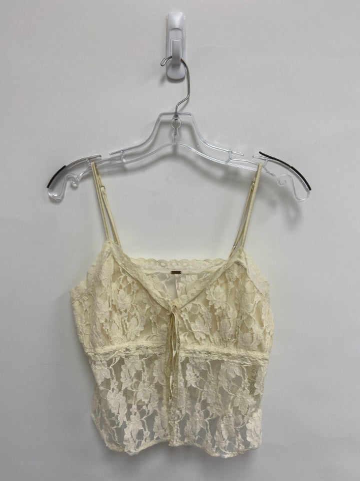 Free People Size M Ivory Lace Sleeveless Ladies Top