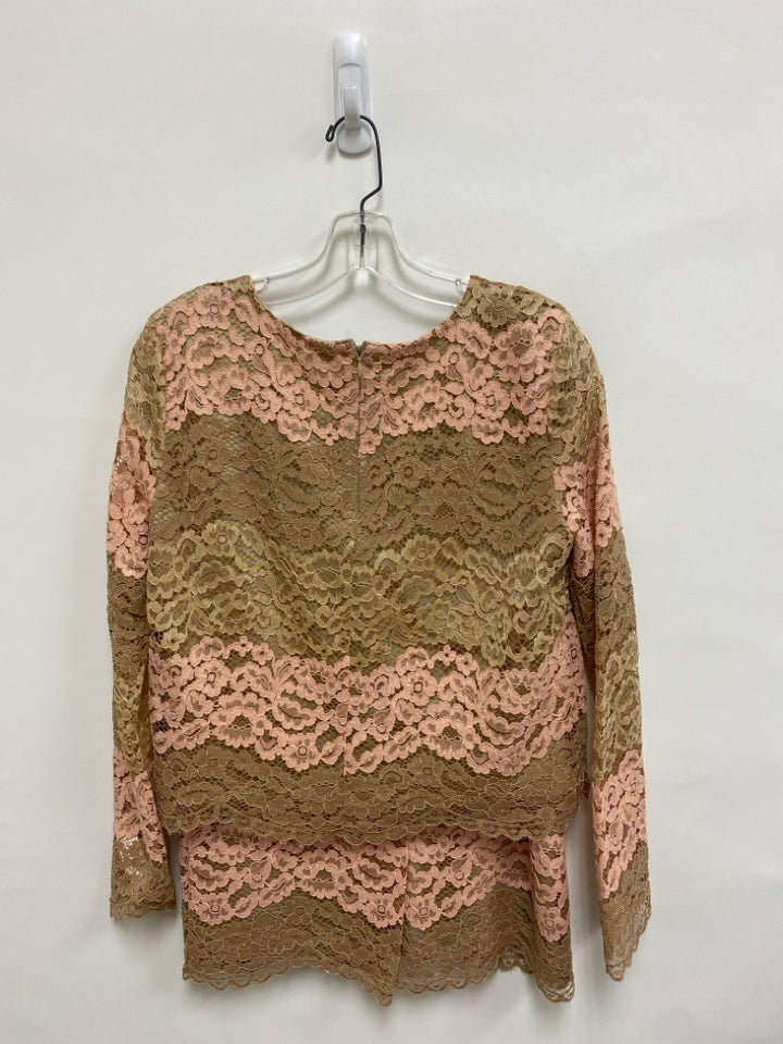 Antonio Melani Size 4 Tan Pink Floral Lace Ladies 2pc Skirt
