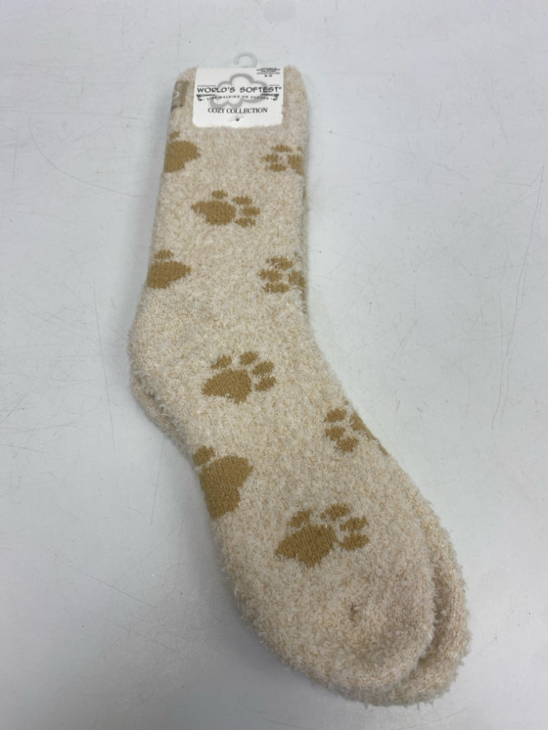 NEW Cream Paw Prints Socks