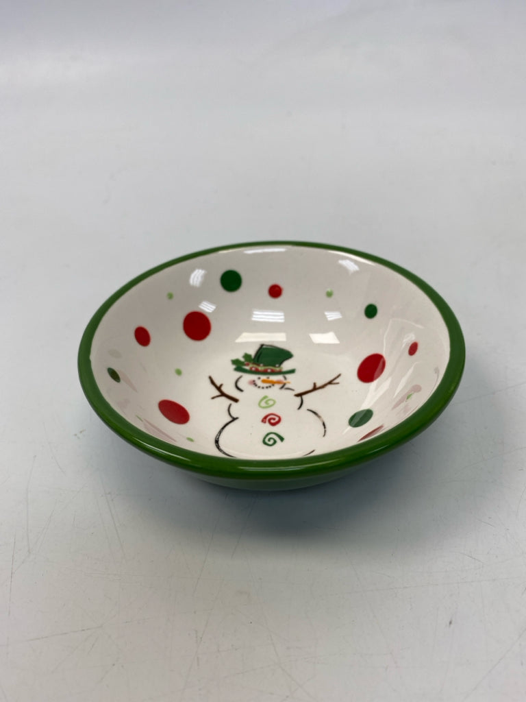 Green White Snowman Ceramic Christmas