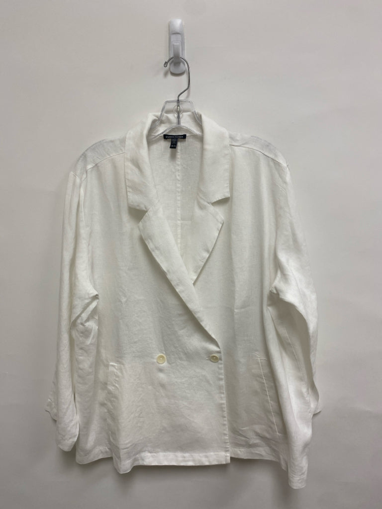 Eileen Fisher Size XL White Button Up Linen Ladies Jacket