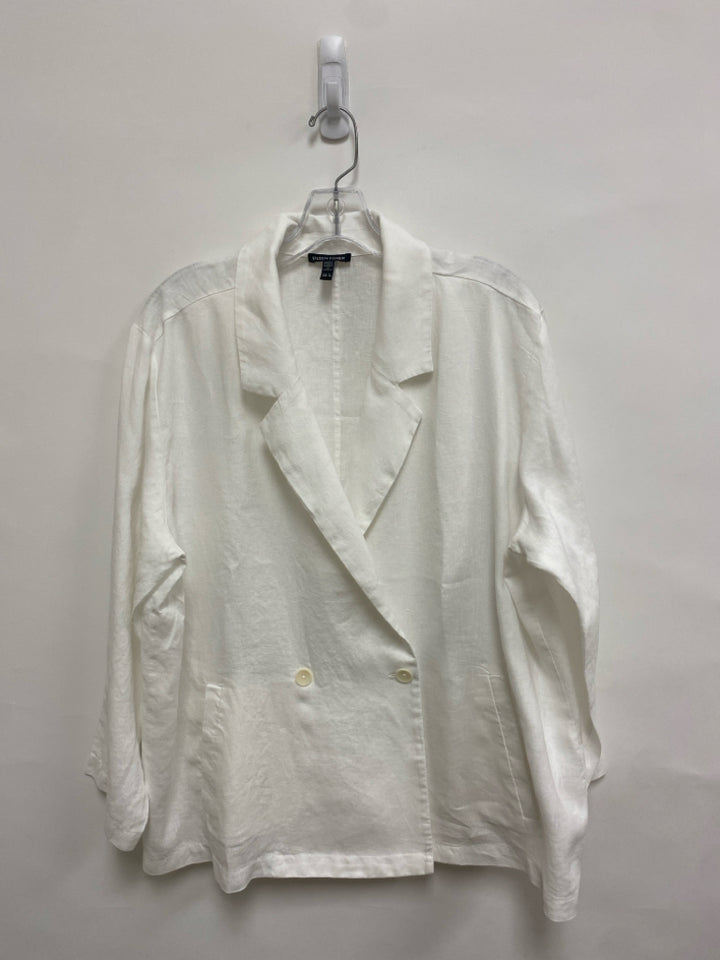 Eileen Fisher Size XL White Button Up Linen Ladies Jacket