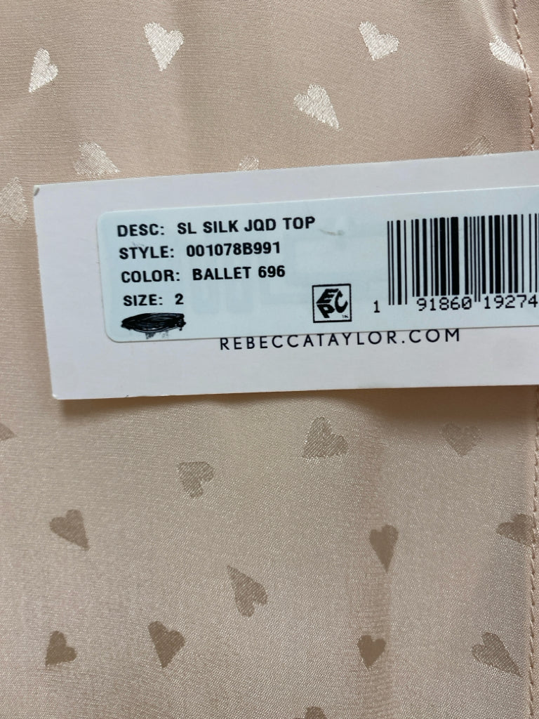 NWT Rebecca Taylor Size 2 Pale Peach Ruffles Sleeveless Silk Ladies Top