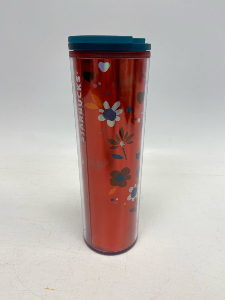 Starbucks Red Multi Color Flowers Tumbler