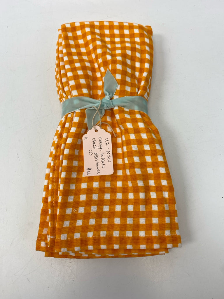 Orange White Checkered Tea Towel