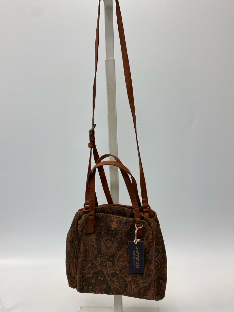 American Leather Co Brown Black Paisley Handbag