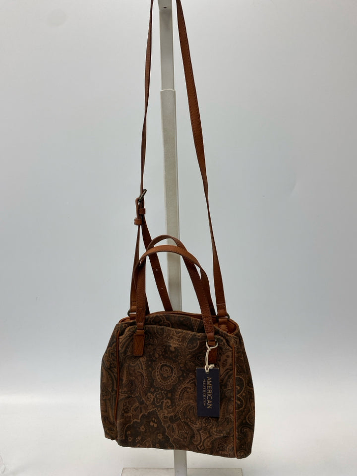 American Leather Co Brown Black Paisley Handbag