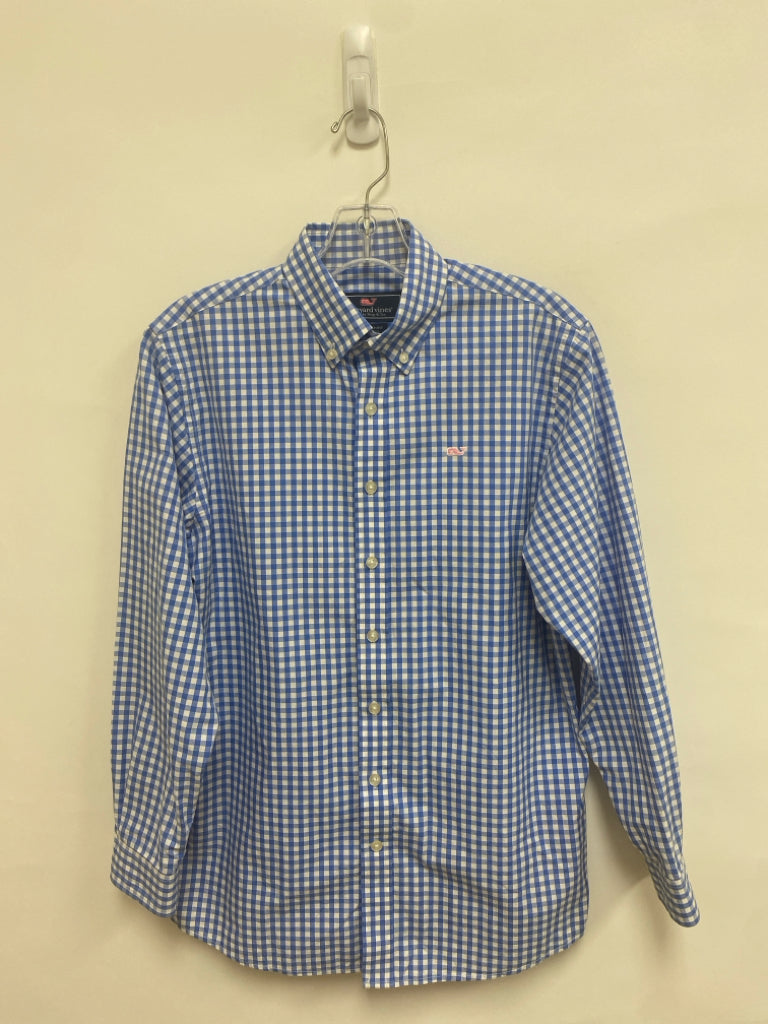 Vineyard Vines Size L Blue White Checkered Button Up Men&
