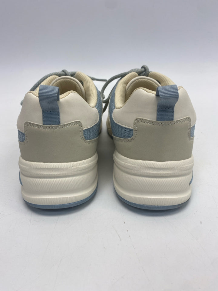 Calvin Klein  Size 10 Cream/white Blue Lace-up Sneakers