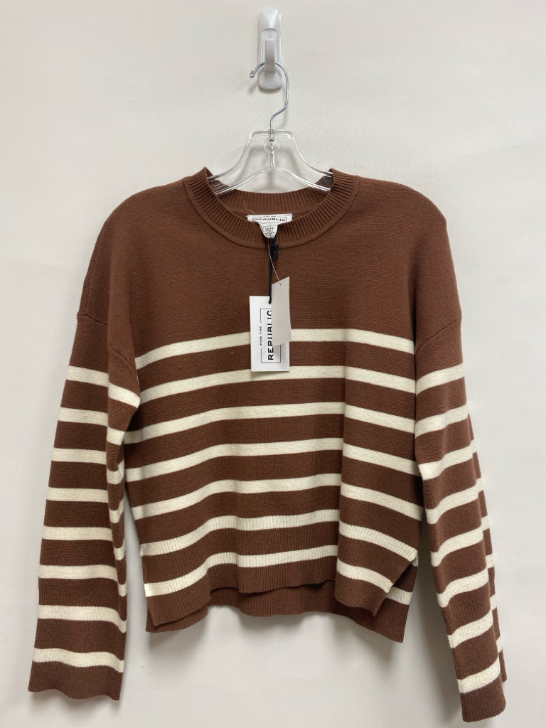 NWT For the Republic Size XS Brown White Striped Ladies Sweater
