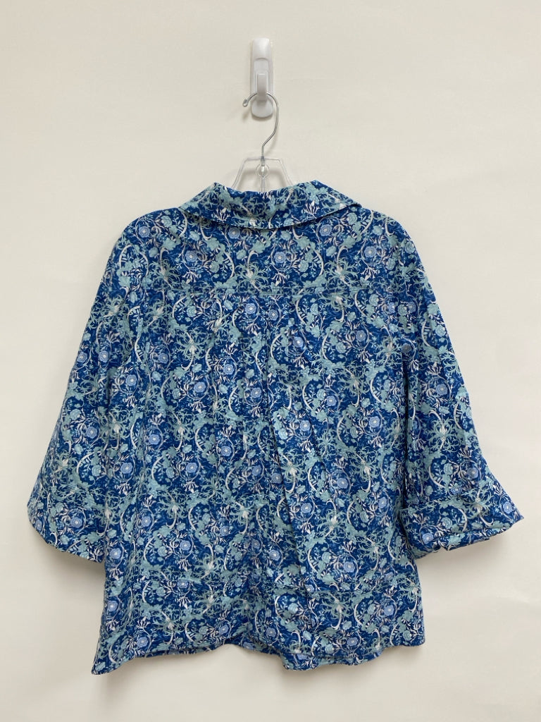 Size S Navy/White Aqua Vine 3/4 Sleeve Ladies Top