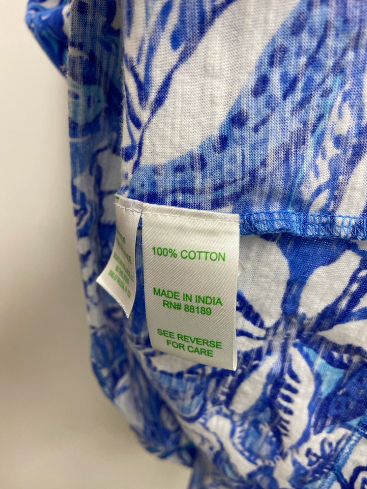 LILLY PULITZER Size XL Blue White Sleeveless Ladies Top