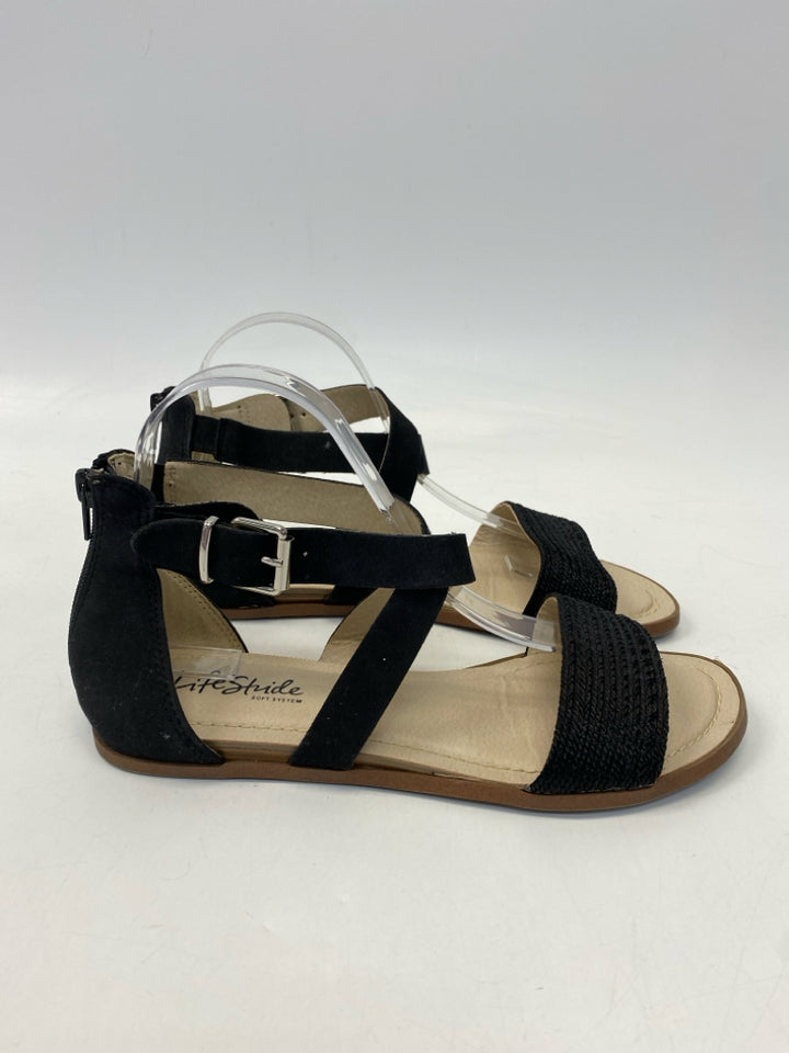 Life Stride  Size 8.5 Black Crisscross Sandals