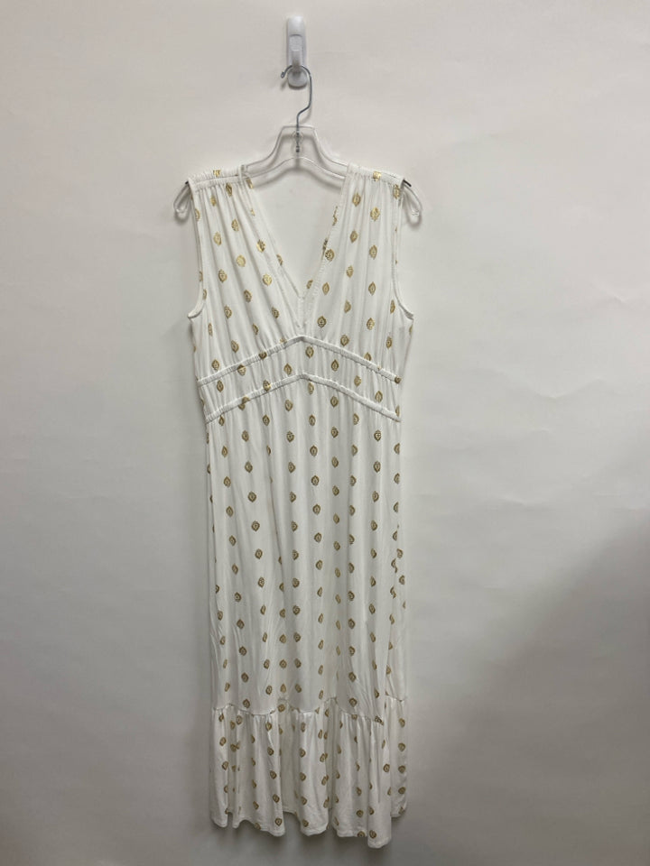 Boden Size 10 White Gold Print Maxi Ladies Dress