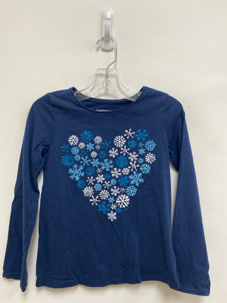 Lands End SIZE 7/8 Navy Glitter Long Sleeve Tee Girl&