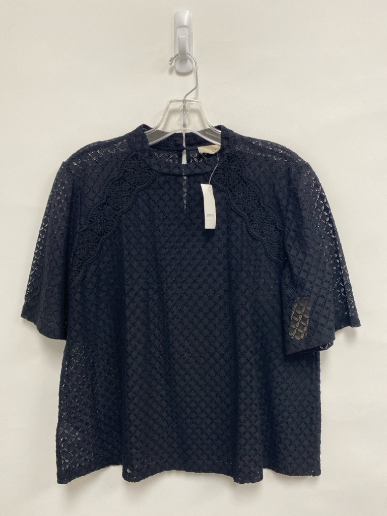 NWT LOFT Size M Black Diamond Print Sheer Ladies Top