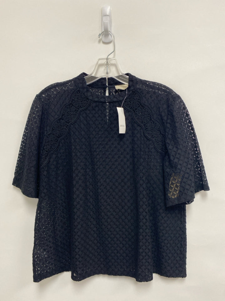 NWT LOFT Size M Black Diamond Print Sheer Ladies Top