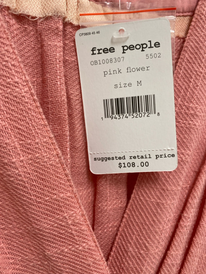 NWT Free People Size M Pink Texture V Neck Ladies Dress