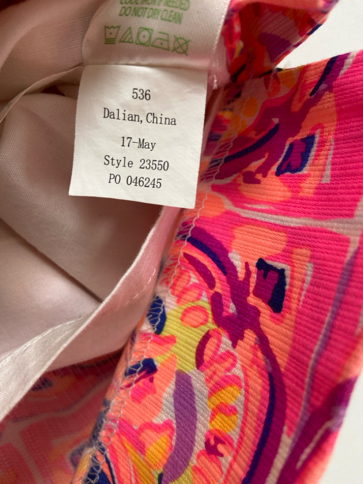 LILLY PULITZER Size 00 Neon Coral Purple/Blue Medallion Ladies Skort