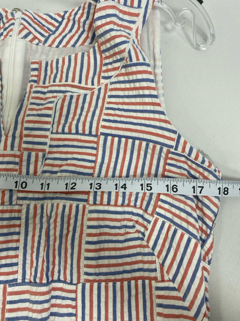 Talbots Size 10 White Blue/Red Striped Sleeveless Ladies Dress