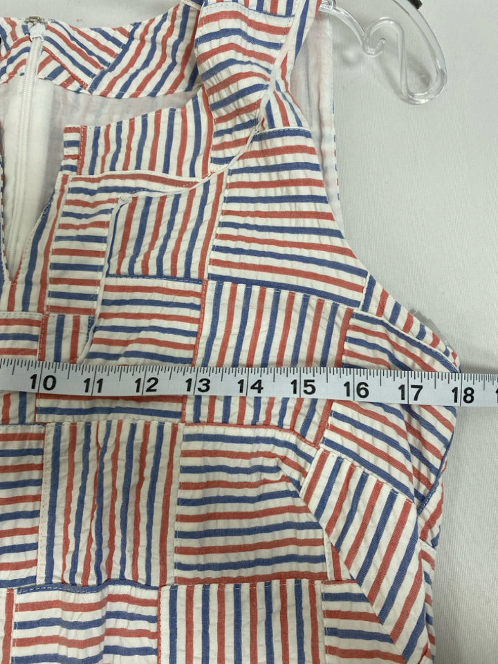 Talbots Size 10 White Blue/Red Striped Sleeveless Ladies Dress