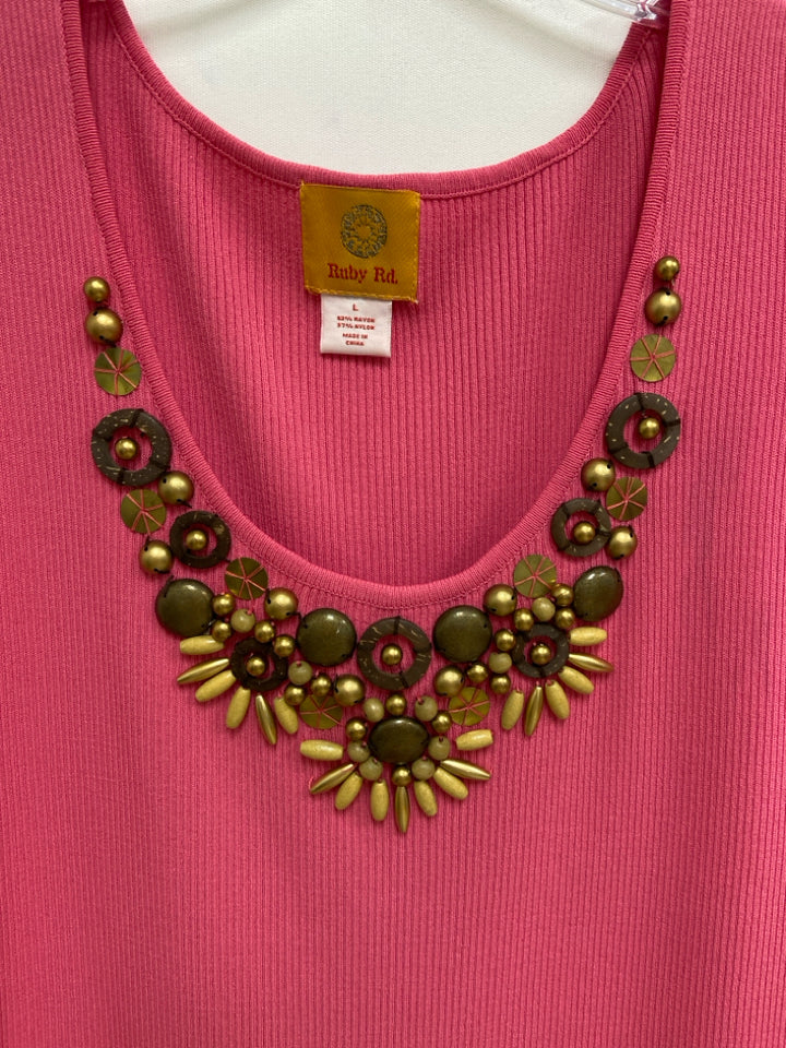 Ruby Rd. Size L Pink Beaded Tank Ladies Top
