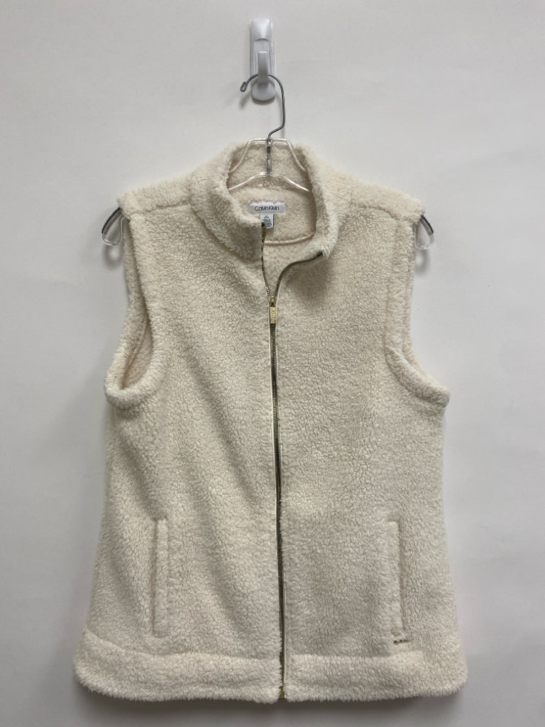 Calvin Klein Size M Cream Zip Down Sherpa Ladies Vest